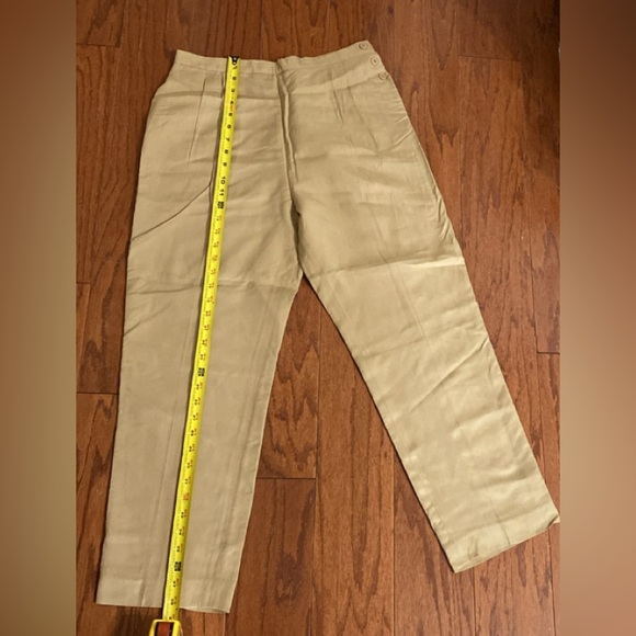 Weathervane High Waste lined linen tan pants - Size 12P - Picture 10 of 12